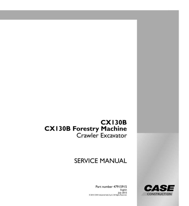 May include: A white service manual with the text "CX130B Forestry Machine Crawler Excavator" in black. The manual also includes the text "SERVICE MANUAL" and the Case Construction logo.