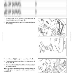 May include: Diagram of a metering system's mechanical drive, with detailed instructions for installing the drive shaft, including parts like the thrust ring and stop clamp. The image includes a parts list and diagrams.