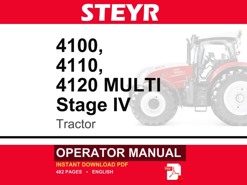 Steyr 4100, 4110, 4120 MULTI Stage IV Tractor Operator Owners Operation Manual | Instant PDF Download image 1