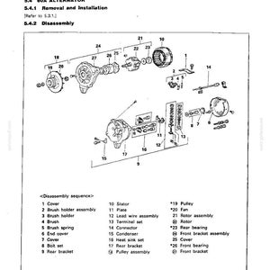 May include: A technical service manual page titled Engine Electrical - Service Procedures 16, featuring an exploded view diagram of a 60A alternator with numbered components and a corresponding disassembly sequence list from 1 to 27.