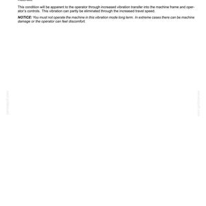 May include: A page from a manual titled "6 - WORKING OPERATIONS." The text discusses operating with vibration on compacted and hard materials, including potential issues and a safety notice. The page number is 6-5.