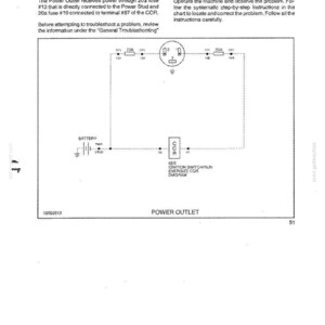 May include: A technical electrical diagram labeled Section 55 - Electrical, Op. 55 100 Customer Power Outlet. The black and white schematic illustrates a battery, 20a fuses, a power outlet, and a CCR component with associated wiring and terminal labels.