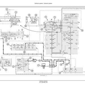 Puede incluir: Un diagrama t&eacute;cnico detallado de un sistema hidr&aacute;ulico, renderizado en blanco y negro. El diagrama incluye varios componentes, l&iacute;neas y etiquetas, con el t&iacute;tulo "Hydraulic systems - Hydraulic systems" en la parte superior. La parte inferior del diagrama incluye el texto "47001001403/016 36.1 [30.000] / 89".