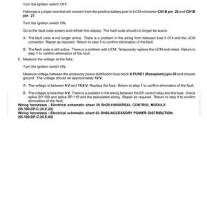 May include: A technical document titled "Electrical systems - FAULT CODES" with troubleshooting steps. The document includes instructions for voltage checks, fuse replacement, and wiring harness inspection. It provides detailed guidance for resolving electrical system faults.