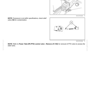 May include: Diagram of a Power Take-Off (PTO) rear electro-hydraulic control system. Includes close-up illustrations of components, with labels and instructions for maintenance, including the use of LOCTITE 221.