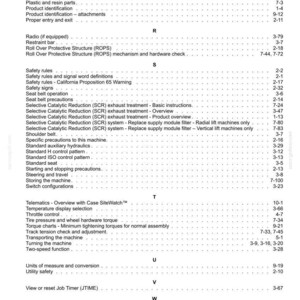 May include: A page from an operator's manual with a table of contents. The text includes topics like safety rules, operating instructions, and machine maintenance. The document is printed in black text on a white background.