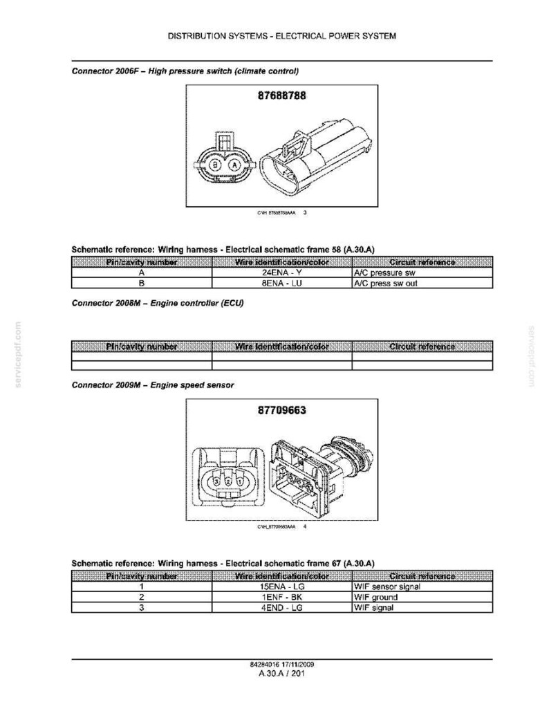 May include: Diagram of electrical connectors and wiring schematics for a distribution system. Includes connector diagrams, part numbers, and wiring harness details. Text includes "DISTRIBUTION SYSTEMS - ELECTRICAL POWER SYSTEM".