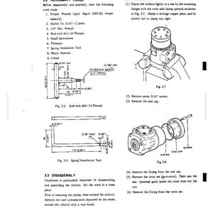 May include: A technical manual page detailing the disassembly of an orbitrol unit. It includes a list of necessary tools, diagrams labeled Fig. 3-2, 3-3, 3-7, and 3-8, and step-by-step instructions for removing screws, end caps, and O-rings.