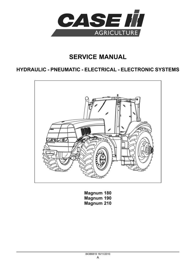 Pode incluir: Capa de manual de servi&ccedil;o com um desenho a tra&ccedil;o de um trator. O logotipo "CASE IH AGRICULTURE" est&aacute; no topo. O t&iacute;tulo do manual &eacute; "SERVICE MANUAL" com o subt&iacute;tulo "HYDRAULIC - PNEUMATIC - ELECTRICAL - ELECTRONIC SYSTEMS."