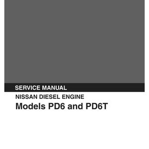 May include: A Kobelco service manual for Nissan diesel engine models PD6 and PD6T. The cover is dark gray with white text, featuring the Kobelco logo at the top, the title Service Manual, and the text Applicable Machine: LK850 II- SMEPDS1E00-00 08/89.