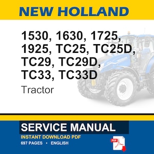 Manual de servicio y reparación para tractores New Holland 1530, 1630, 1725, 1925, Tc25, Tc25d, Tc29, Tc29d, TC33, TC33D / Descarga instantánea en PDF imagen 1