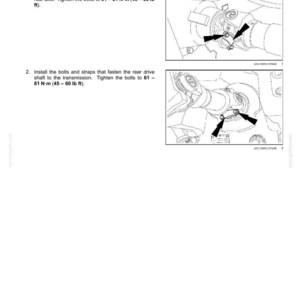 K&ouml;nnte beinhalten: Diagramm zur Installation einer hinteren Antriebswelle. Es zeigt die Montage der Welle an Hinterachse und Getriebe, mit Anweisungen zum Anziehen der Schrauben mit 61-81 N&middot;m (45-60 lb ft).