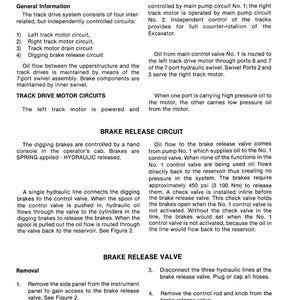 Puede incluir: Un documento t&eacute;cnico con el t&iacute;tulo "CIRCUITOS DEL MOTOR DE ACCIONAMIENTO DE LA ORUGA" y "CIRCUITO DE LIBERACI&Oacute;N DEL FRENO". El documento proporciona informaci&oacute;n sobre el sistema de accionamiento de la oruga, la liberaci&oacute;n del freno y los procedimientos de extracci&oacute;n. El texto es negro sobre fondo blanco.