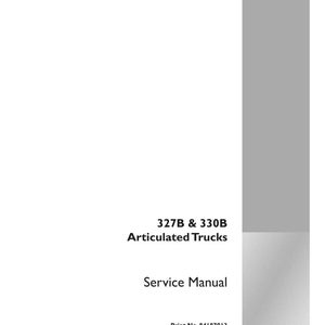 May include: A white service manual for 327B & 330B Articulated Trucks. The cover features the text "327B & 330B Articulated Trucks" and "Service Manual". The Case Construction logo is in the bottom right corner.