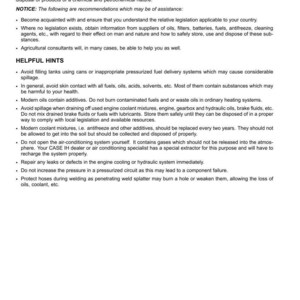 May include: A page from a manual titled "Foreword Ecology and the Environment." The text provides recommendations on handling chemicals, fuels, and waste to protect the environment. Includes safety tips and warnings.