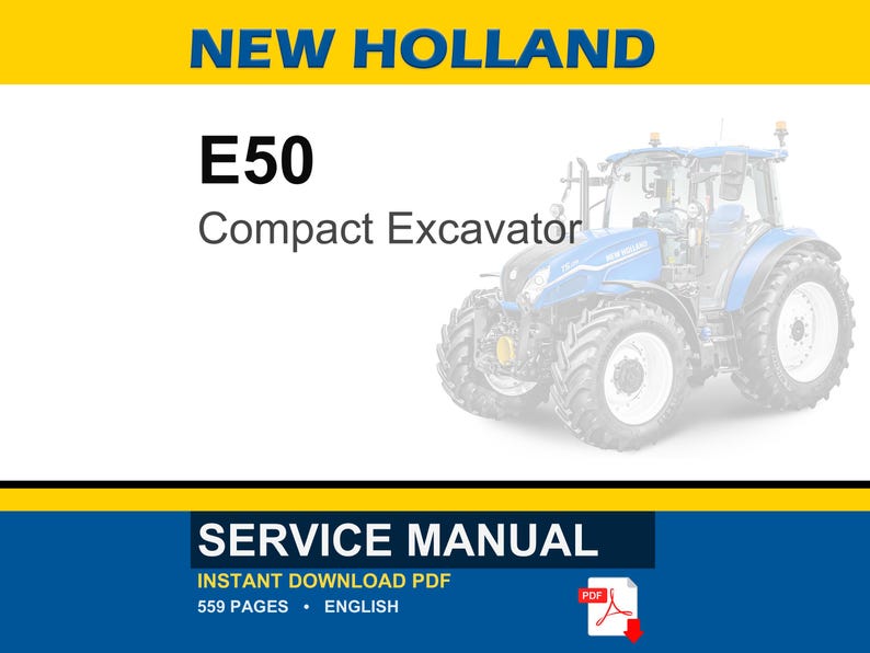 New Holland E50 Compact Excavator Service Repair Workshop Manual | Instant PDF Download image 1