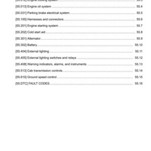 May include: A white page with a list of vehicle system components, including fuel injection, engine cooling, and electrical systems. Each item is followed by a page number. The document is dated 14/01/2016.