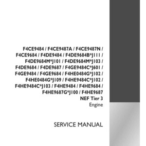 May include: A white and gray service manual for an engine, featuring a list of part numbers and the text "SERVICE MANUAL." The manual includes the text "NEF Tier 3 Engine" and the Case IH Agriculture logo.