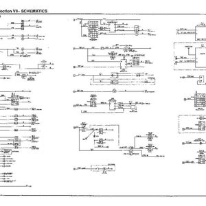 Może przedstawiać: Strona dokumentacji technicznej zatytułowana Section VII- SCHEMATICS, przedstawiająca złożony czarno-biały schemat obwodu elektrycznego z r&oacute;żnymi symbolami, liniami i etykietami. W prawym dolnym rogu znajduje się numer strony 7-2.