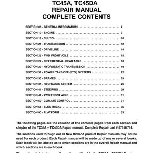 New Holland Tc35a, Tc35da, Tc40a, Tc40da, TC45A, TC45DA Tractor Service Repair Workshop Manual | Instant PDF Download image 3