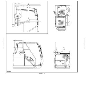 Op de afbeelding: Technische tekening van een rechter buitenspiegel (B). De afbeelding toont meerdere aanzichten van de spiegel, met afmeting L1 van 10,5 cm (4,1 inch). Tekst bevat "3 - BEDIENING EN INSTRUMENTEN".