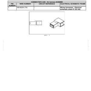 May include: Diagram of electrical connectors and wiring schematic. Text includes "CONNECTOR X-426" and "Low pressure pump - Pressure switch". Includes part numbers and wire information. The image is a technical diagram.
