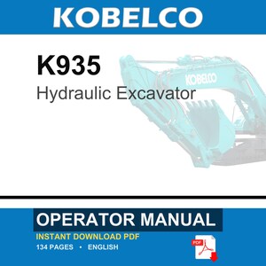 Kobelco K935 Hydraulic Excavator Operator Owners Operation Manual | Instant PDF Download image 1