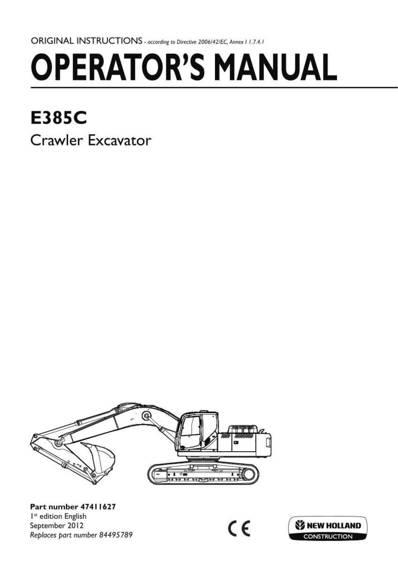 May include: An operator's manual for the E385C crawler excavator. The white cover features black text including the title, part number 47411627, September 2012 date, and the New Holland Construction logo. A black line drawing of the excavator is included.