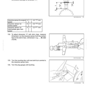 May include: Diagram showing the installation and settings of an inductive sensor for engine speed, turbine speed, and intermediate gear train speed. Includes measurements in mm and inches, with a dimension of 30 mm (1.2 in).