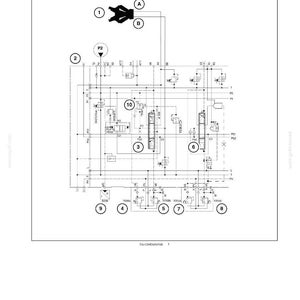 May include: A technical diagram of a hydraulic system, labeled "Hammer and rotating bucket hydraulic system - Shears (Monoboom version)." The schematic includes various components, numbered and lettered, with connecting lines and symbols.
