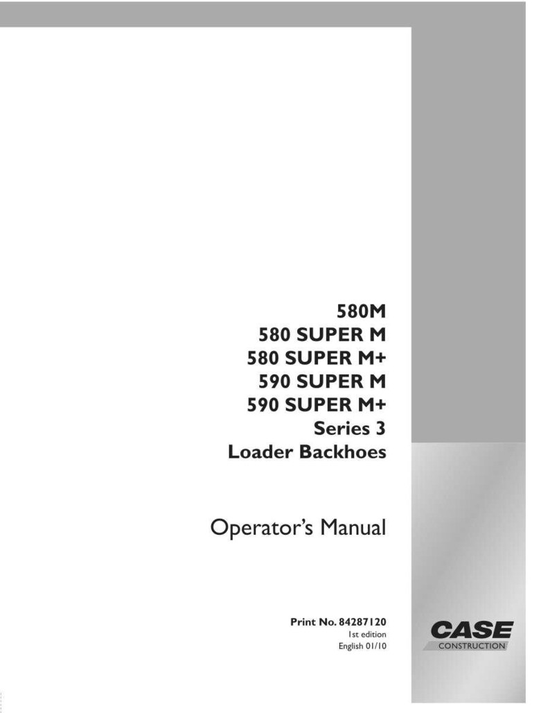 May include: A white and gray Operator's Manual for Case Construction loader backhoes. The manual lists models 580M, 580 Super M, 580 Super M+, 590 Super M, and 590 Super M+ Series 3. The print number is 84287120.