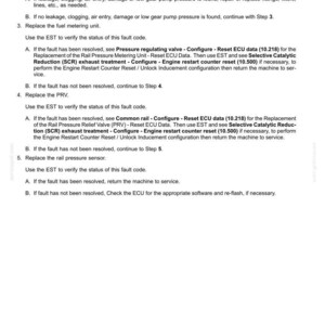 May include: Document detailing electrical systems fault codes. Instructions include checking for leaks, replacing fuel metering units, and replacing the PRV. The document also includes instructions for resetting ECU data and engine restart counters.