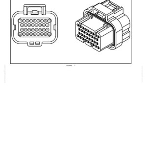 K&ouml;nnte beinhalten: Diagramm von elektrischen Steckverbindern, das zwei verschiedene Ansichten zeigt. Das obere Bild zeigt einen rechteckigen Stecker mit 34 kreisf&ouml;rmigen Stiftaufnahmen. Das rechte Bild zeigt einen gr&ouml;&szlig;eren Stecker mit 28 Stiftaufnahmen. Der Text oben lautet "Elektrische Systeme - Kabelb&auml;ume und Steckverbinder."