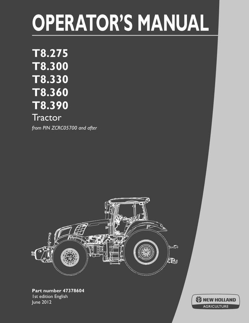 New Holland T8.275, T8.300, T8.330, T8.360, T8.390 Tractor Operator Owners Operation Manual | Instant Pdf Download image 3