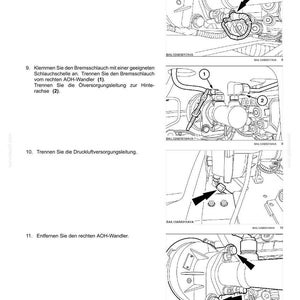 May include: A technical manual page titled Bremsen und Steuerungen - ABS-Bremsanlage (ABS) featuring four black and white line drawings illustrating the removal process of a right AOH-Wandler, including numbered steps and arrows indicating specific components.