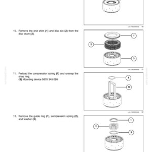 May include: Diagram of transmission components, including a snap ring, end shim, disc set, disc drum, compression spring, guide ring, and washer. The image includes labels and part numbers for each component.