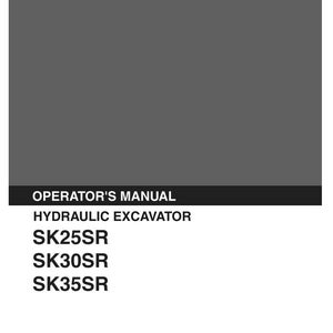Peut inclure: Un manuel de l'op&eacute;rateur Kobelco pour les pelles hydrauliques mod&egrave;les SK25SR, SK30SR et SK35SR. La couverture est gris fonc&eacute; avec du texte blanc, incluant les plages de num&eacute;ros de s&eacute;rie et le code de document S2PW0001E-00 dat&eacute; du 02/97.