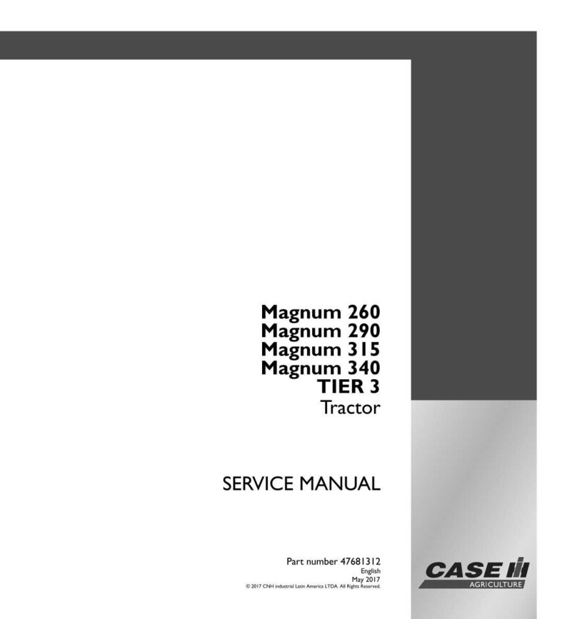 May include: A white service manual cover with the text "Magnum 260, 290, 315, 340 TIER 3 Tractor SERVICE MANUAL". The Case IH Agriculture logo is in the bottom right corner. Part number 47681312, English, May 2017.