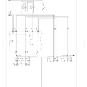 Op de afbeelding: Een technisch schema getiteld SECTION 55 - ELECTRIC SYSTEM en REAR WORK LIGHT LINE DIAGRAM. Het zwart-wit document toont een complex elektrisch schakelschema met diverse symbolen, lijnen en labels voor bedradingsverbindingen.