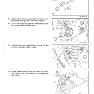 May include: Diagram of mechanical components with labels and arrows. Instructions include installing bolts, nuts, and spacers. The image is a technical illustration for product feeding and roll conditioning.