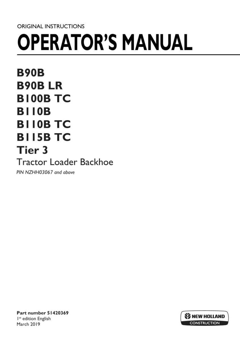 New Holland B90b, B100b, B110b, B115b LR TC Tier 3 Tractor Operator Owners Operation Manual | Instant PDF Download image 3