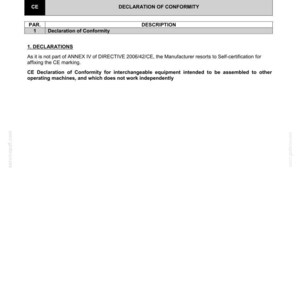 May include: A document with the CASE CONSTRUCTION logo, detailing a Declaration of Conformity for TPV 600 FH and 700 FH Series equipment. The document includes text about CE marking and self-certification.