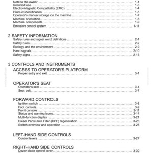 Puede incluir: Una p&aacute;gina de contenido de manual, que enumera secciones como 'Informaci&oacute;n general', 'Informaci&oacute;n de seguridad' y 'Controles e instrumentos'. El texto es negro sobre un fondo blanco.