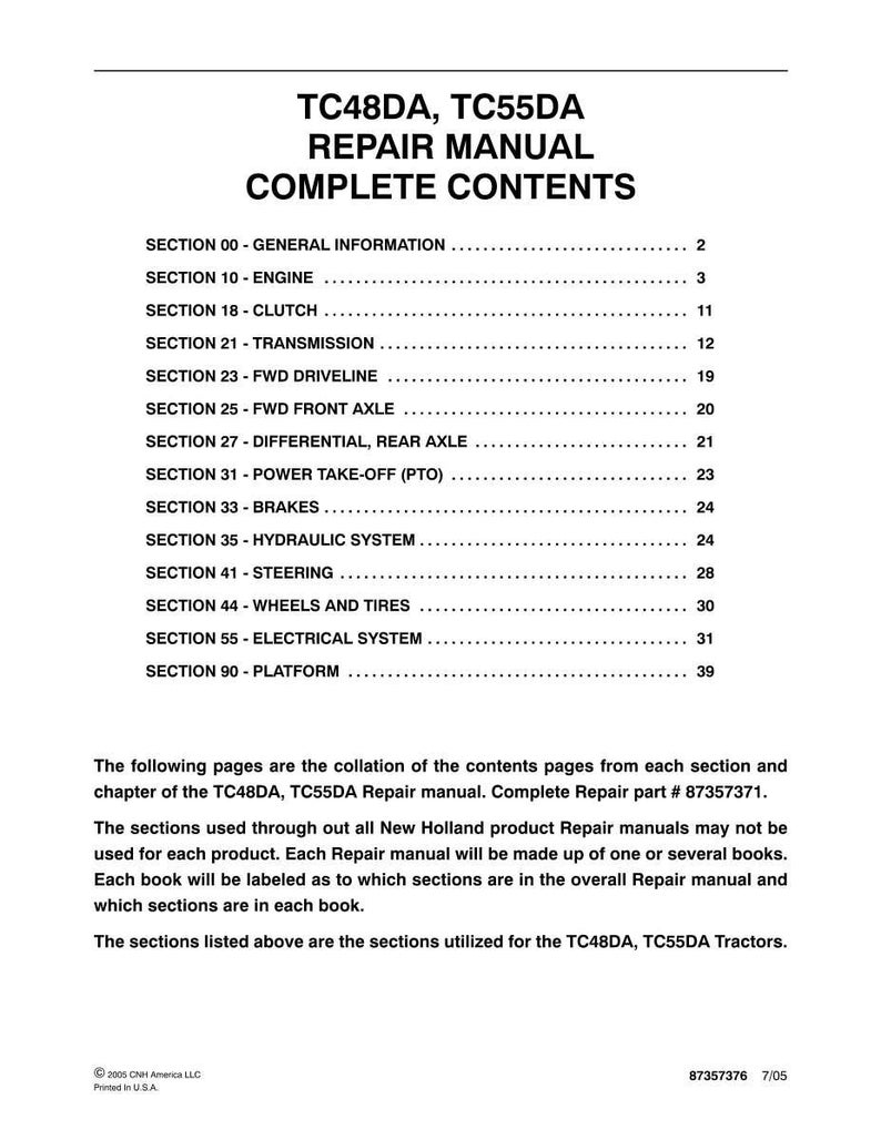 New Holland Tc48da, TC55DA Tractor Service Repair Workshop Manual PDF | Instant PDF Download image 3