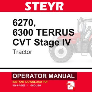 Steyr 6270, 6300 Terrus CVT Stage IV Tractor Operator Owners Operation Manual | Instant PDF Download image 1