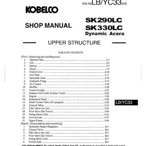Kobelco SK290LC SK330LC Hydraulic Excavator Service Repair Workshop Manual | Instant PDF Download image 7