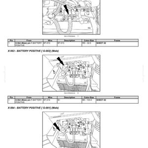 May include: Diagram of electrical wire connectors, component diagram 56, connectors 560-569. Includes diagrams for X-562, X-563, and X-564 connectors, with wire descriptions, color-size, and sheet information. Text includes "Electrical systems - Harnesses and connectors."