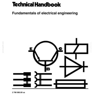 May include: A white page with the title "Technical Handbook" and the subtitle "Fundamentals of electrical engineering" in black text. The image includes several black electrical engineering symbols and the number "2 796 980.00 us" at the bottom.