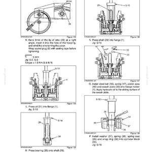 May include: Technical diagrams from a manual, detailing the disassembly and assembly of a travel system. The illustrations include various components, measurements, and instructions for mechanical procedures. The diagrams are labeled with figures and text.