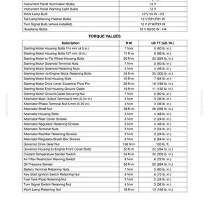 May include: A technical document page titled Section 55 - Electrical Systems - Chapter 1. It contains two tables: Lamps, listing bulb ratings like 12 V 55 W - H3, and Torque Values, detailing components with measurements in N-m and lb ft or lb in.